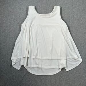 Aryeh Split Back Sleeveless White Tank Top Women's Small Layered Pleated Crew